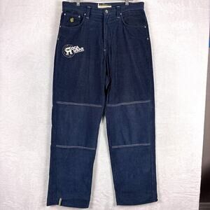 Vintage RocaWear Pant Men 34x34 Navy Corduroy Baggy Wide Leg Cords Skate 90s Y2K